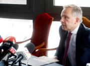 Latvia's central bank governor Ilmars Rimsevics speaks to the media during a news conference in Riga, Latvia February 20, 2018. REUTERS/Ints Kalnins