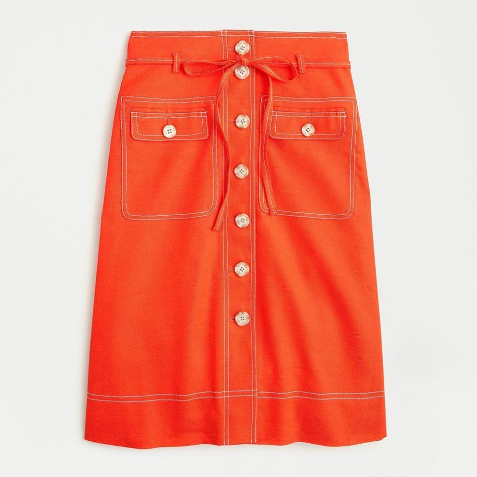 Button-up Skirt with Removable Belt