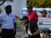 Tommy Fleetwood, of England, watches his shot from the first tee during the final round of the Hero World Challenge PGA Tour at the Albany Golf Club in New Providence, Bahamas, Sunday, Dec. 4, 2022. (AP Photo/Fernando Llano)