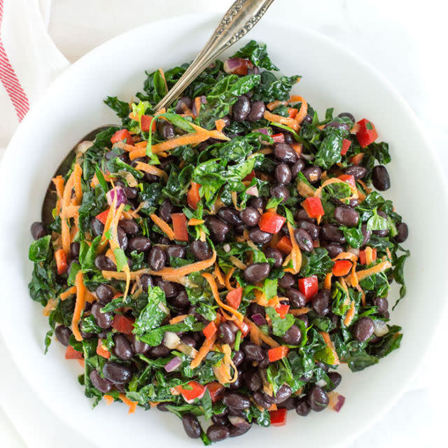 <p>On those nights you want to keep things light, whip up a protein-packed salad full of black beans, kale, carrots, and red pepper topped with a sweet and spicy lime dressing.</p><p><strong>Get the recipe at </strong><a rel="nofollow noopener" href="http://www.nourishedtheblog.com/black-bean-kale-salad/" target="_blank" data-ylk="slk:Nourished;elm:context_link;itc:0;sec:content-canvas" class="link "><strong>Nourished</strong></a><strong>.</strong></p><p><strong>RELATED: <a rel="nofollow noopener" href="http://www.facebook.com/REDBOOK" target="_blank" data-ylk="slk:60 Health Tips Your Body Is Begging You to Follow;elm:context_link;itc:0;sec:content-canvas" class="link ">60 Health Tips Your Body Is Begging You to Follow</a></strong></p>