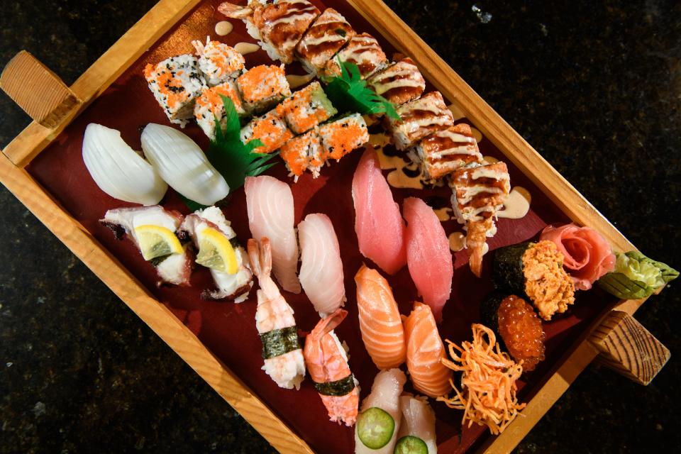 An assortment of sushi and nigiri from Samurai Japanese Steakhouse and Sushi Bar.