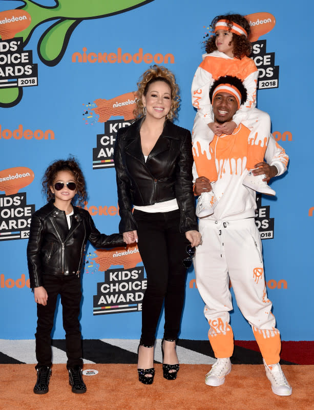 Monroe Cannon, Mariah Carey, Nick Cannon and Moroccan Cannon in 2018<p>Axelle/Bauer-Griffin/FilmMagic</p>