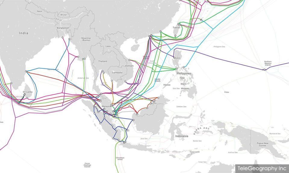 Internet connecting submarine cables in Malaysia and the region