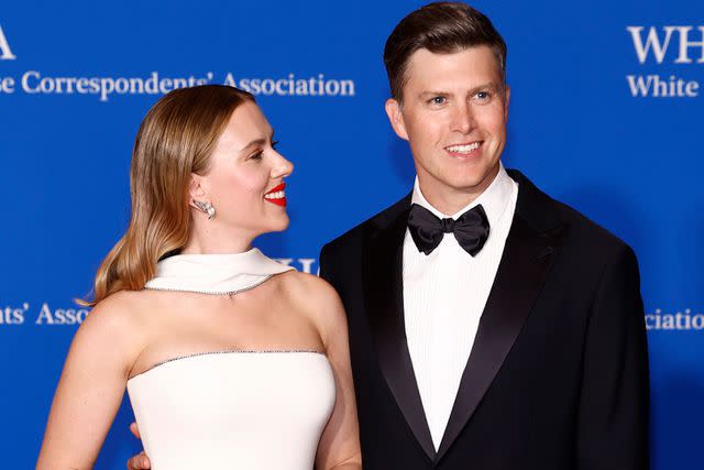 <p>Paul Morigi/Getty</p> Scarlett Johansson and Colin Jost at the 2024 White House Correspondents' Dinner