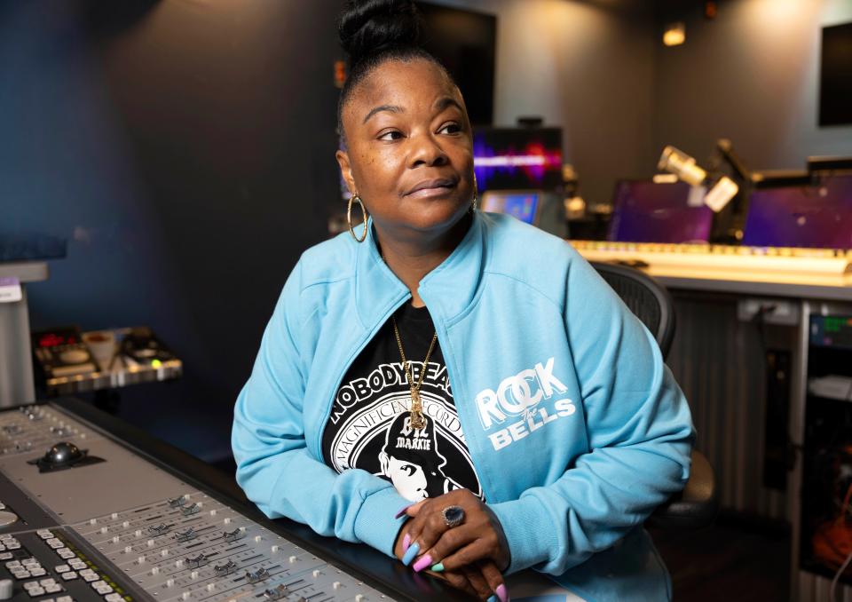 Roxanne Shante poses in New York in July 2023. Shante, a native of Queens was only 14-years-old in 1984, when she became one of the first female MCs.