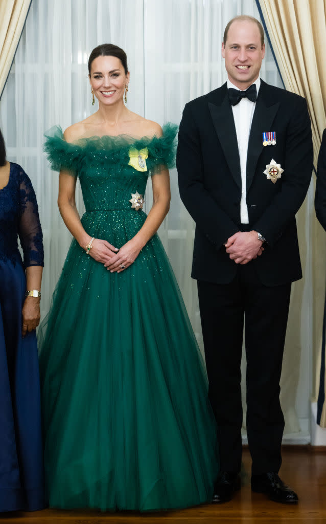 The Duchess wore a custom Jenny Packham gown for the occasion. (Getty Images)