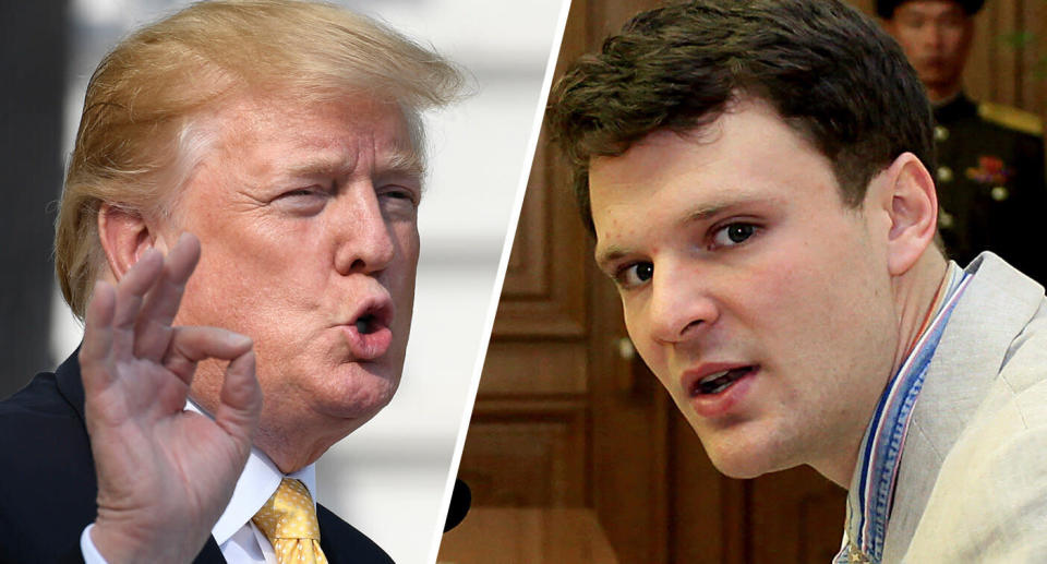 President Trump and Otto Warmbier. (Photos: Susan Walsh/AP - Kim Kwang Hyon/AP)