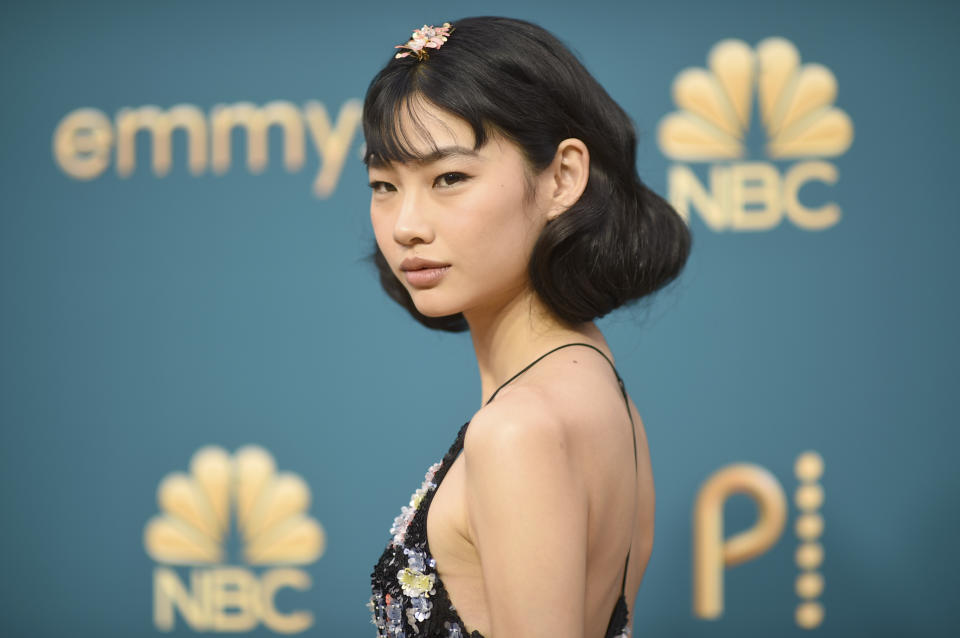 Jung Ho-yeon arrives at the 74th Primetime Emmy Awards on Monday, Sept. 12, 2022, at the Microsoft Theater in Los Angeles. (Photo by Richard Shotwell/Invision/AP)