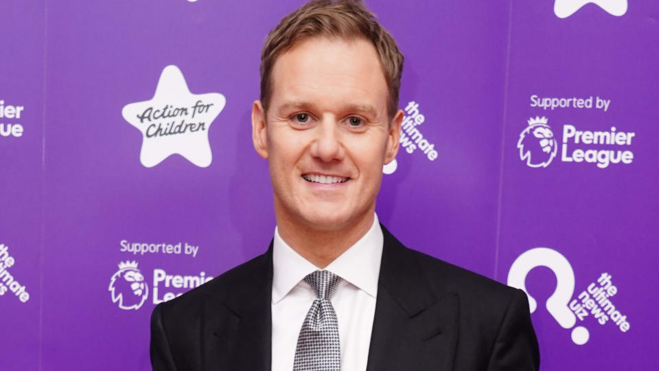 Dan Walker arrives for the Ultimate News Quiz charity fundraiser at the Grand Connaught Rooms in London. Celebrities will battle it out for the title of champions, in aid of Action For Children. Picture date: Thursday February 29, 2024. (Photo by Ian West/PA Images via Getty Images)