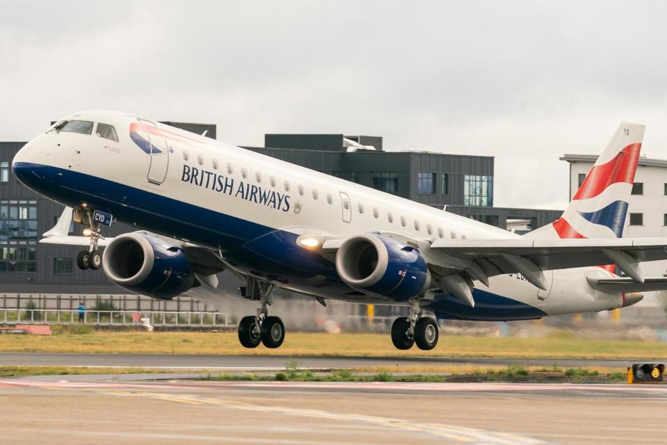 South bound: the first British Airways CityFlyer departure from London City for 15 weeks: Andrew Baker/London City Airport