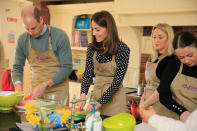 The duke and duchess donned aprons to help cook lunch Savannah House, in County Meath. (Press Association)