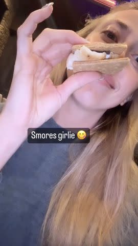 <p>Brittany Mahomes/Instagram</p> Brittany Mahomes posts a boomerang video on her Instagram Story showing her eating a s'more