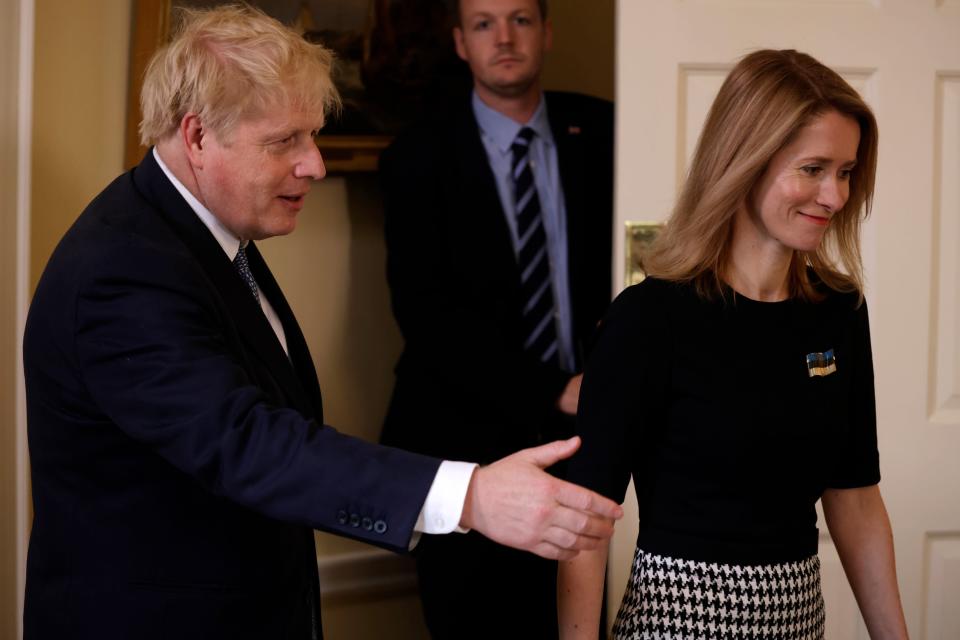 Boris Johnson hosts Kaja Kallas at Downing Street on Monday (EPA/Jason Alden/Pool)