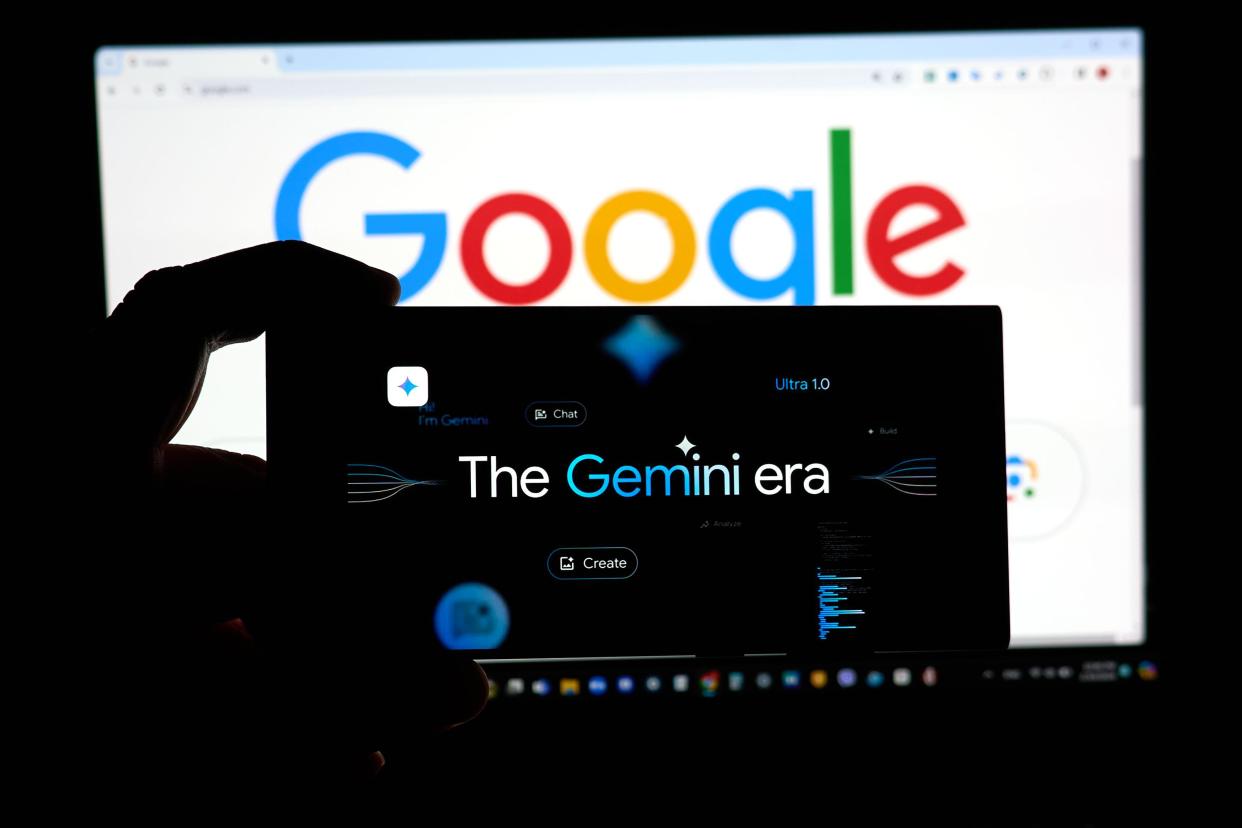 Google Gemini large language model Logo on a screen