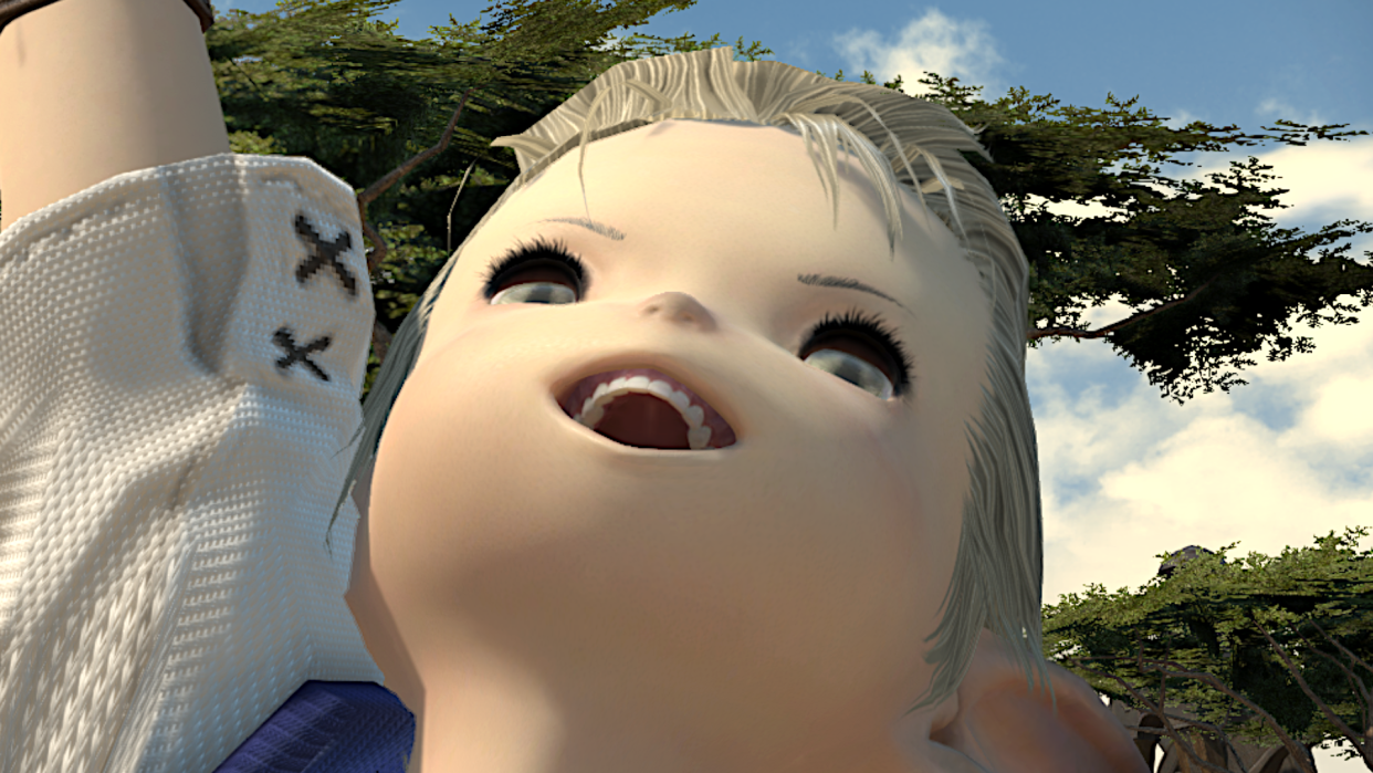  An example of the lalafell's teeth in Final Fantasy 14: Dawntrail's benchmark software. 