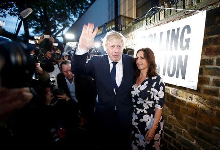 Boris Johnson and his wife Marina Wheeler arrive to vote in the EU referendum, at a polling station in north London. REUTERS/Peter Nicholls
