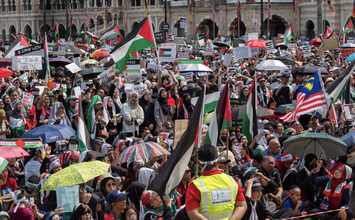 A group of Malaysians during a rally in Kuala Lumpur.