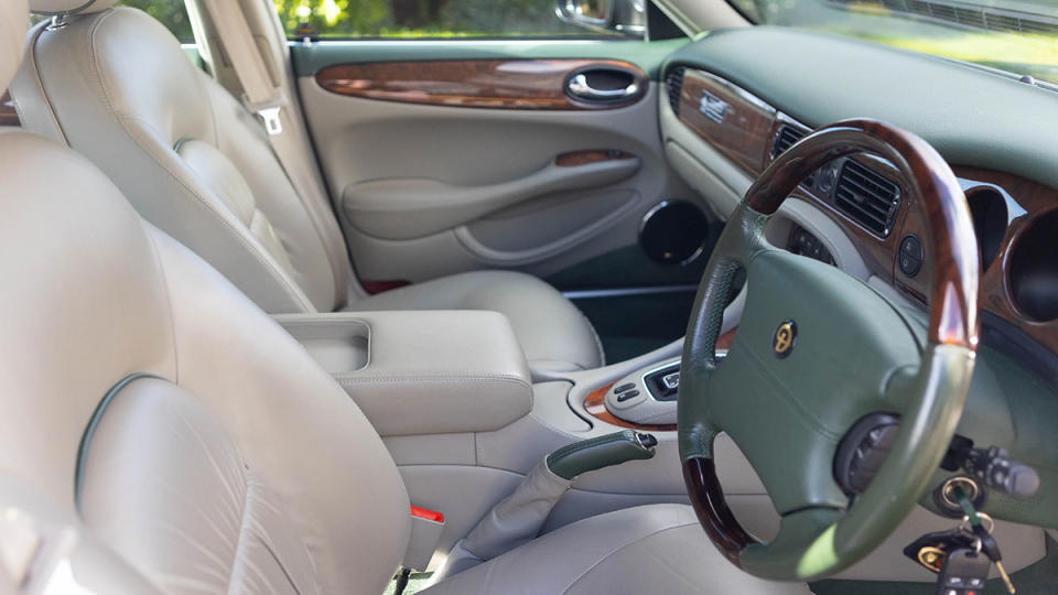 The front seat of Queen Elizabeth II’s 2001 Daimler Majestic