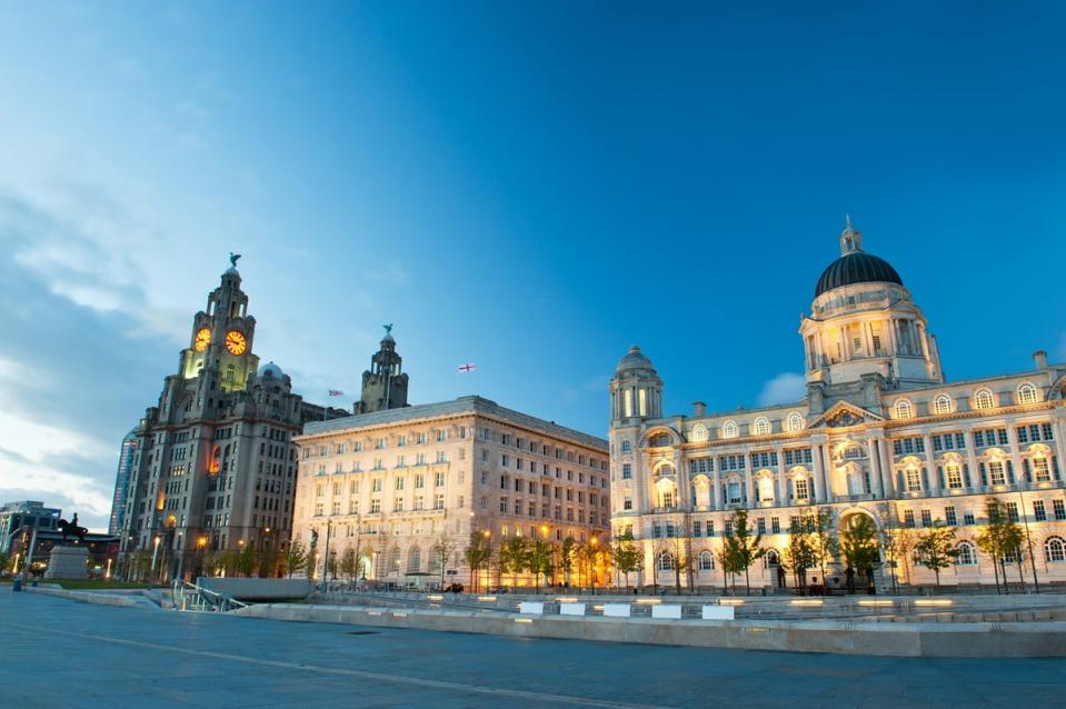 Liverpool’s Three Graces on the waterfront at night (Getty Images/iStockphoto)