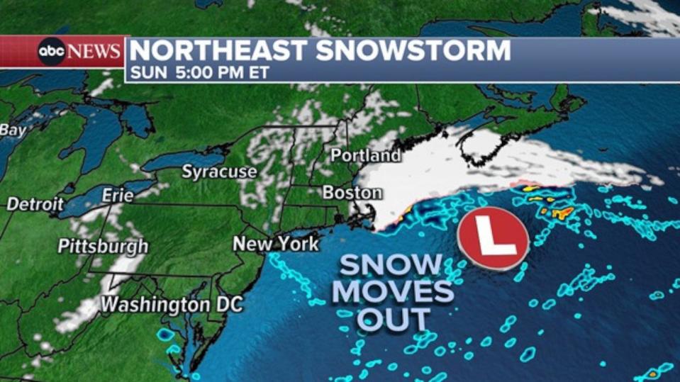 PHOTO: Northeast Snowstorm - Sun. 5PM Map (ABC News)