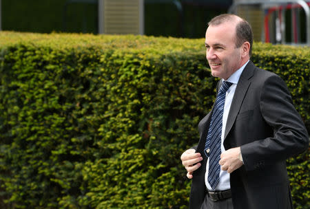 Manfred Weber, member of the Bavarian Christian Democrats (CSU) and lead candidate of the European Peoples' Party (EPP) in European parliamentary elections, arrives for a news conference in Munich, Germany, May 27, 2019. REUTERS/Andreas Gebert