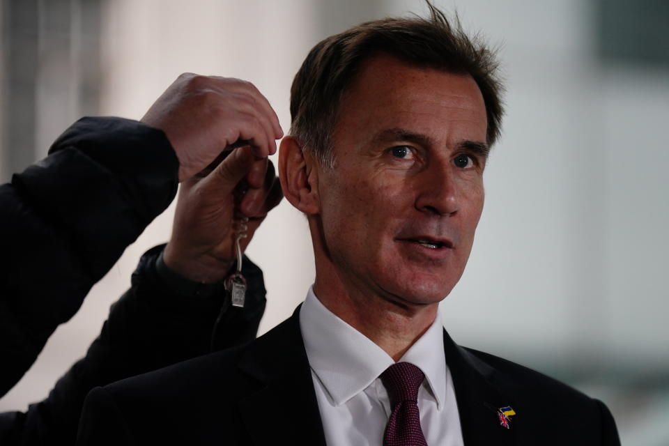 Chancellor of the Exchequer Jeremy Hunt gives a television interview the morning after his autumn statement, outside the BBC studios in central London. Picture date: Friday November 18, 2022. (Photo by Aaron Chown/PA Images via Getty Images)