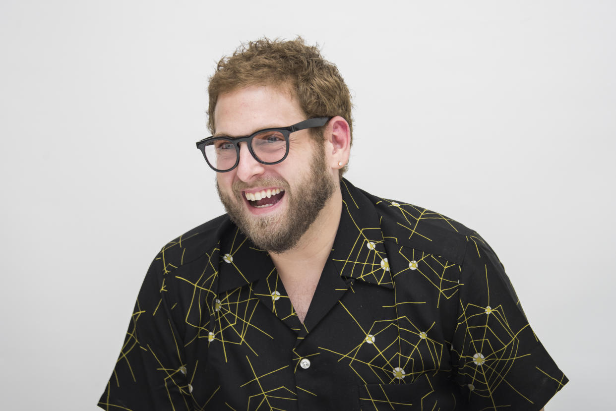 BEVERLY HILLS, CA - JULY 17:  Jonah Hill at the "Don't Worry, He Won't Get Far on Foot" Press Conference at the Four Seasons Hotel on July 17, 2018 in Beverly Hills, California.  (Photo by Vera Anderson/WireImage)