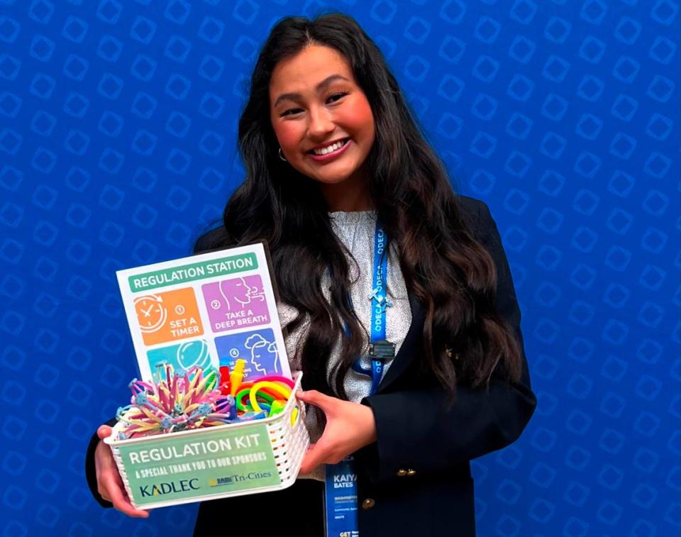 Chiawana High School senior Kaiya Bates recently earned first place at the DECA International Career Development Conference held in Orlando, Florida. She presented the emotional regulation kits she put together to help walk kids through steps they can take to calm their anxieties and rejoin their class. Each kit is equipped with a variety of fidget tools that students can use to help calm their anxiety.