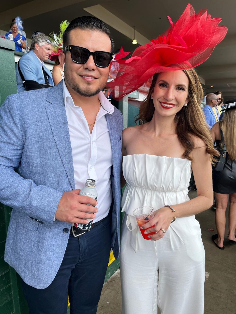 Ernesto and Zayana Segoviano attend the Kentucky Derby at Churchill Downs on Saturday, May 6, 2023.