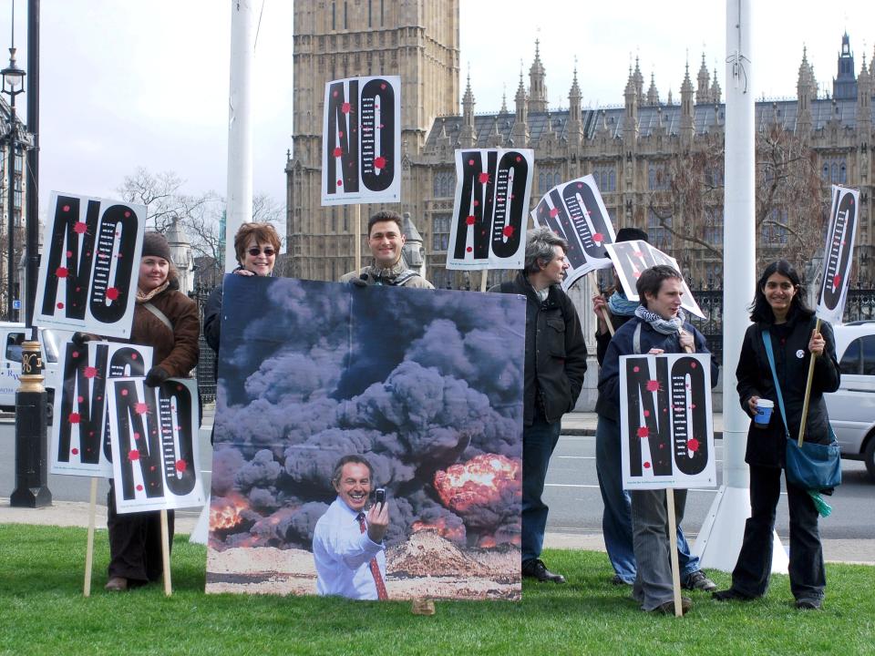 Stop the War Coalition demonstrators protest in Parliament Square in 2007Rex Features