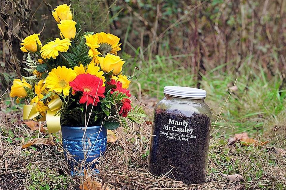 A jar of soil was gathered from the ground in 2019 near where a white mob lynched Manley McCauley over 120 years earlier. The 18-year-old Black man was memorialized during a private ceremony hosted by the Orange County Community Remembrance Coalition.