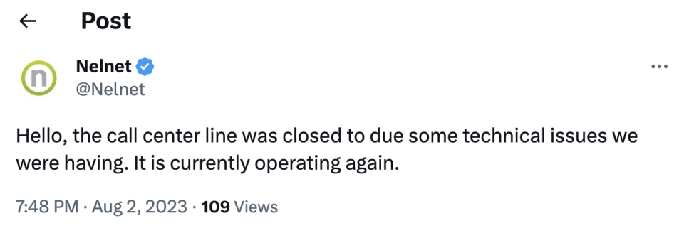 Borrowers were unable to reach loan servicer Nelnet's call center. Nelnet acquired loan servicer Great Lakes.