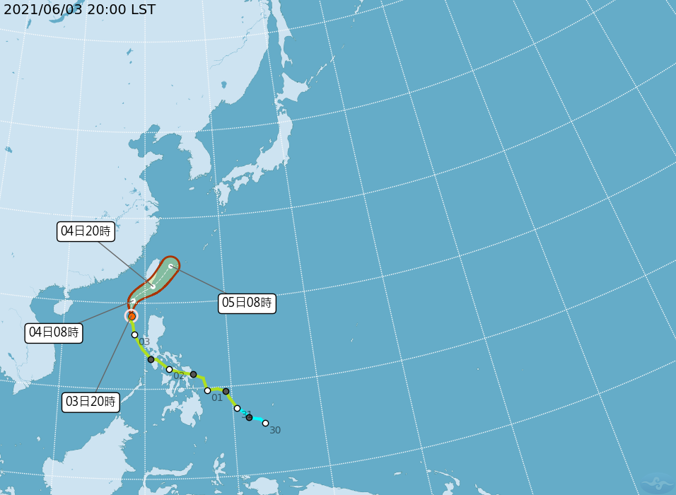 彩雲預測路徑。（圖／中央氣象局）