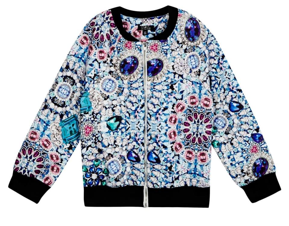 Girls Multi-Coloured Gem Print Scuba Jacket