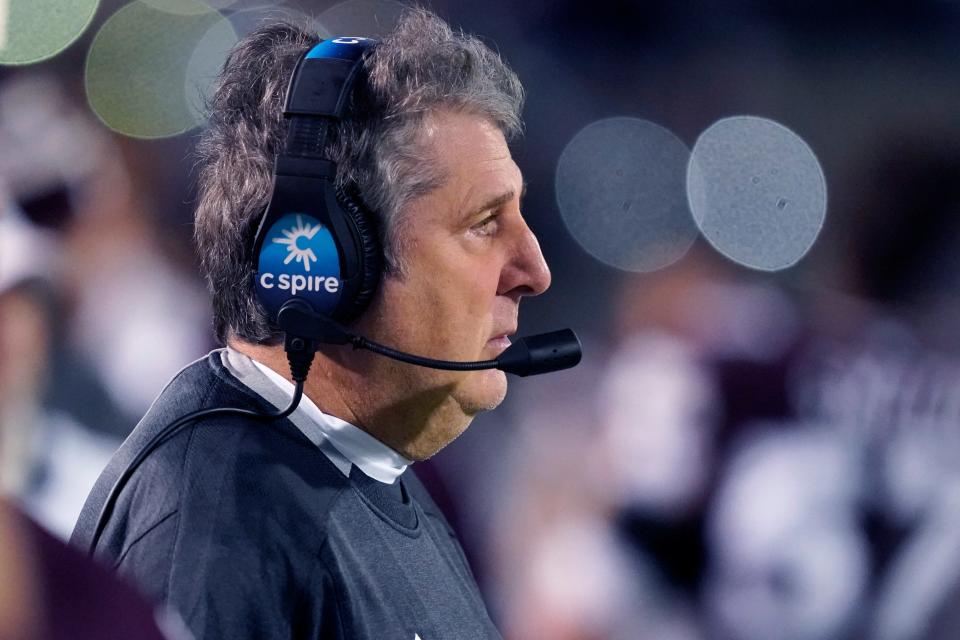 Mississippi State head coach Mike Leach during his team's 2021 home win vs. Kentucky.