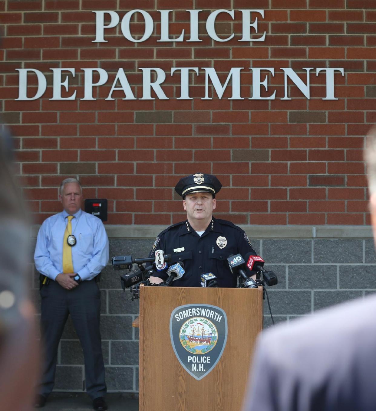 Somersworth Police Chief Tim McLin updates the media after two missing children were found safe Friday, June 17, 2022.