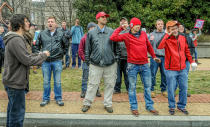 <p>Trump supporters attended the march and shouted “Is anyone feeling triggered?” and “Get over it!” Thousands of demonstrators gather in the Nation’s Capital for the Women’s March on Washington to protest the policies of President Donald Trump. January 21, 2017. (Photo: Mary F. Calvert for Yahoo News) </p>