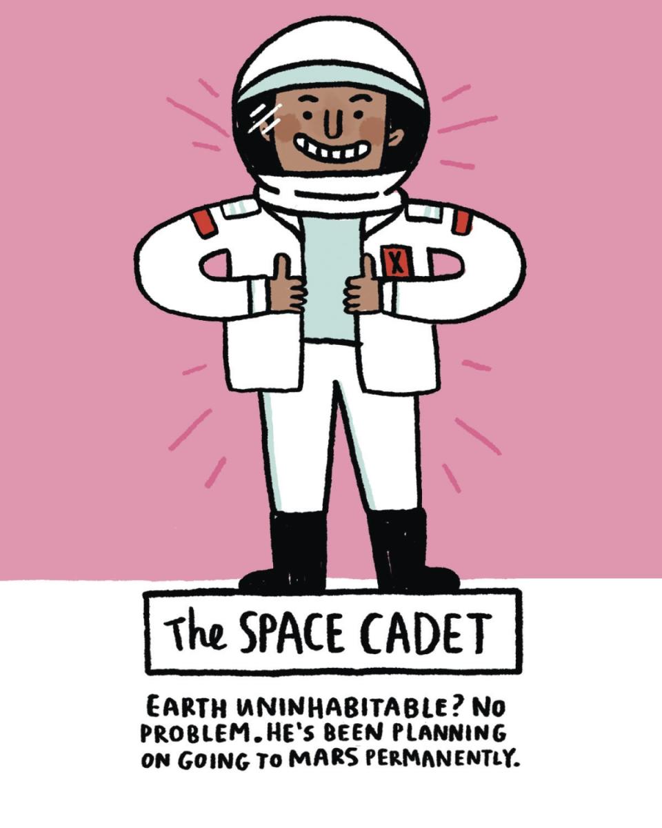 9 types of earthquake preppers comic: The Space Cadet