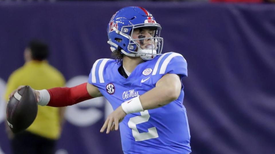 Mississippi quarterback Jaxson Dart passes against Texas Tech on Dec. 28.