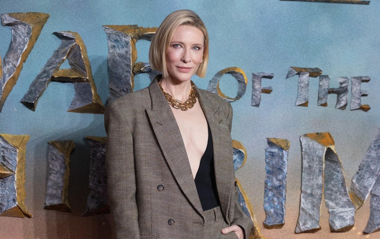 Cate Blanchett attends "The Lord of the Rings: The War of the Rohirrim" world premiere at Odeon Luxe Leicester Square on December 03, 2024 in London