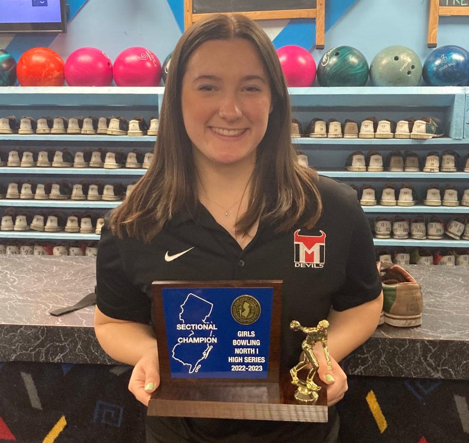 Morris Tech senior Amanda Granata won the North 1 sectional girls bowling title with a 733 series at Bowler City in Hackensack on Saturday, Feb. 18, 2023.