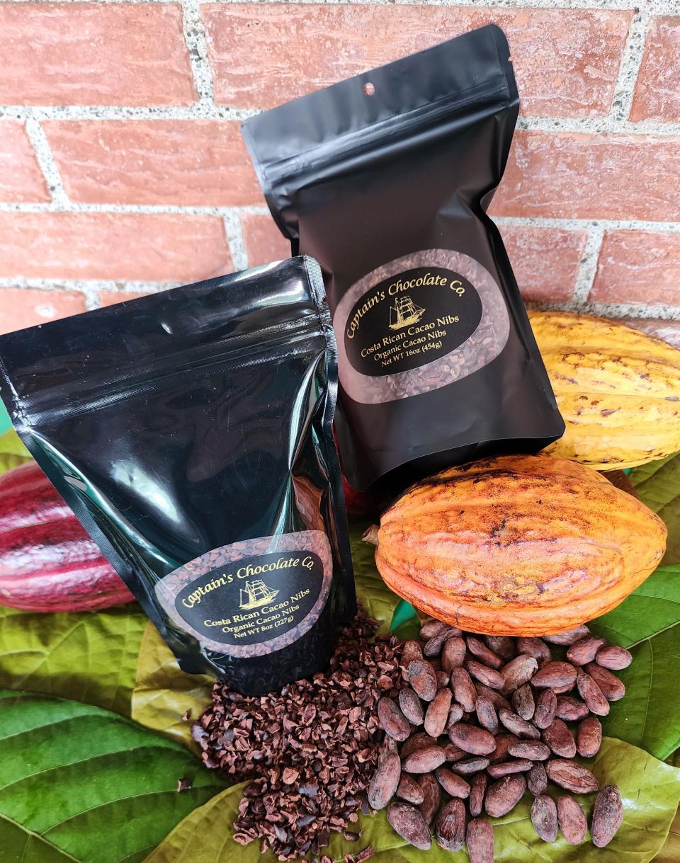 In addition to organic chocolate bars, Captain's Chocolate sells organic cacao nibs sourced from Costa Rica.