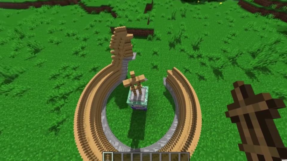 Perfect Minecraft circle in the middle of being built. Armor stands being spawned