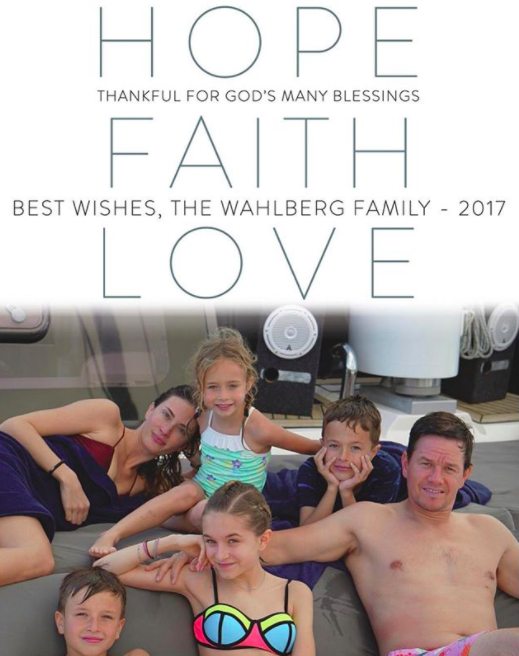 Stick with what you know! The actor, who rose to fame as a Calvin Klein undies model, posed shirtless on his family card, which appeared to be snapped by a pool or on a yacht. Mark and his fam (wife Rhea Durham and their four kiddos: Ella, Brendan, Grace, and Michael) sent out "hope," "faith," and "love" this holiday season. And abs. Don't forget the abs. (Photo: Mark Wahlberg via Instagram)