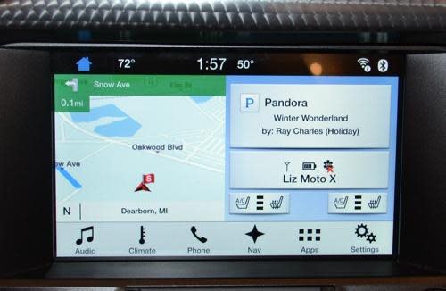 Ford Sync 3 system showing Pandora app