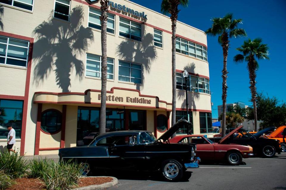 Classic cars are parked along streets during View the Cruise on the first day of Cruisin’ The Coast in Downtown Gulfport on Sunday, Oct. 2, 2022.