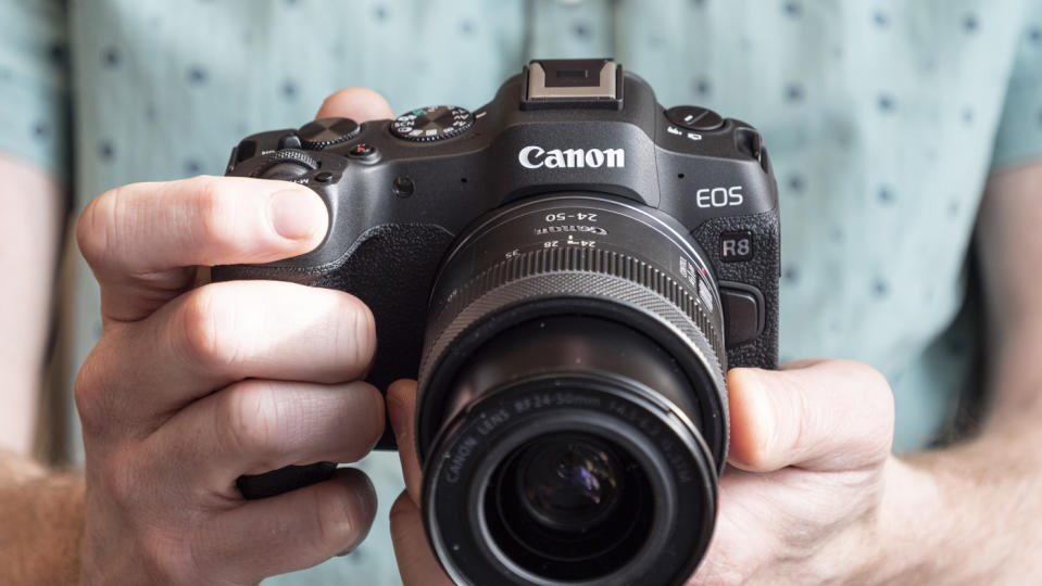 Canon EOS R8 in the hand
