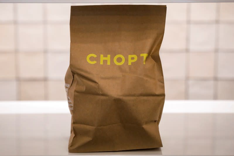 An order is placed out for pickup at the newest Chopt Creative Salad Co., location in New York