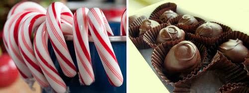 candy canes vs. chocolate truffles