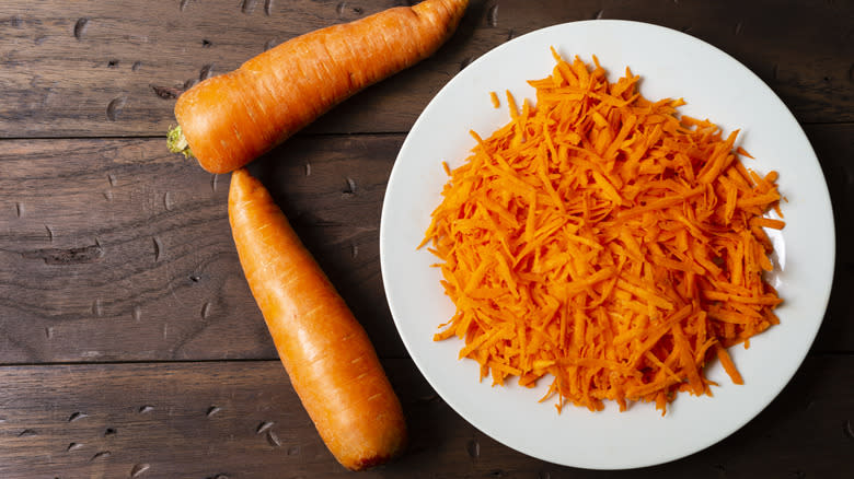 shredded carrots on plate